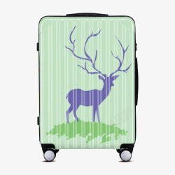 绿色行李箱个性麋鹿印花拉杆箱高清图片