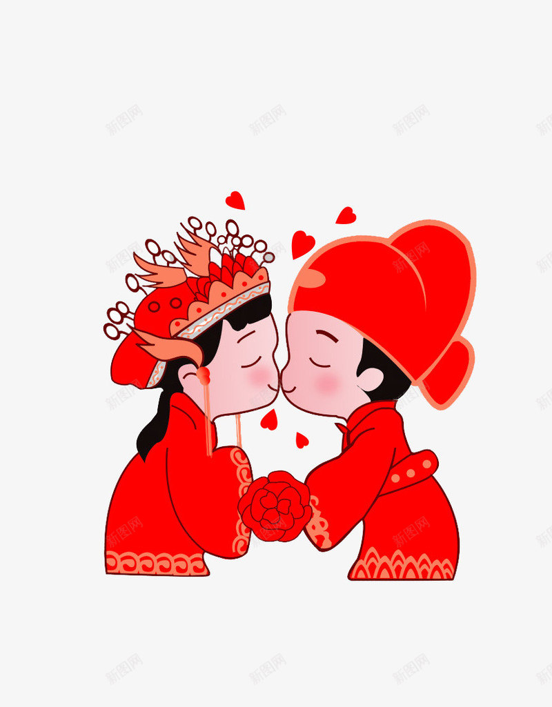 新婚夫妇png免抠素材_88icon https://88icon.com 521 中国风 古装 接吻 接吻图 桃心 结婚
