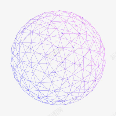 球紫色渐变曲线线条网格球体素图标图标
