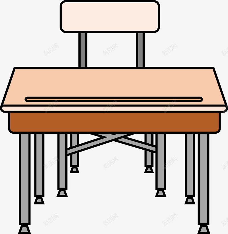 课桌椅png免抠素材_88icon https://88icon.com 学习 木桌椅 桌子 椅子