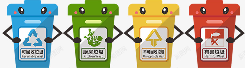 卡通垃圾桶垃圾分类png免抠素材_88icon https://88icon.com 卡通垃圾桶 垃圾分类 垃圾桶 有害垃圾桶 环保