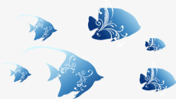 蓝色夏日海底动物小鱼素材