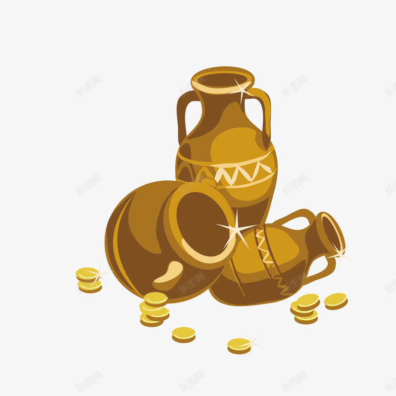 金色罐子矢量图eps免抠素材_88icon https://88icon.com 卡通 图案 罐子 艺术品 装饰品 金子 金属 金币 金色 雕刻 雕塑 矢量图