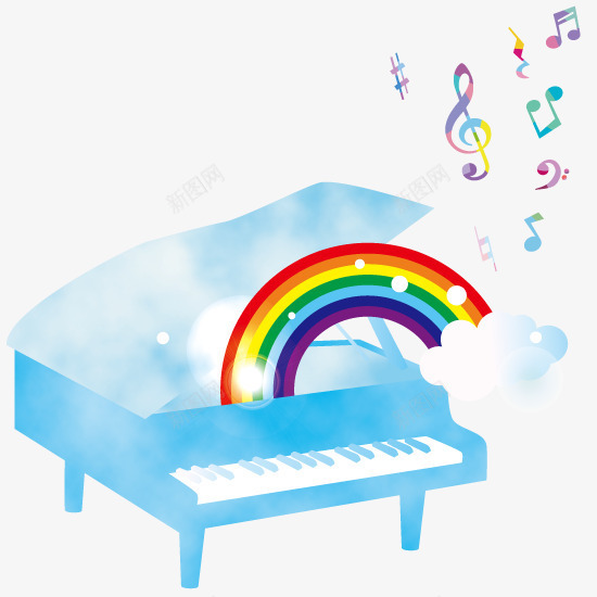 卡通钢琴png免抠素材_88icon https://88icon.com 七彩钢琴 手绘钢琴 音乐符钢琴