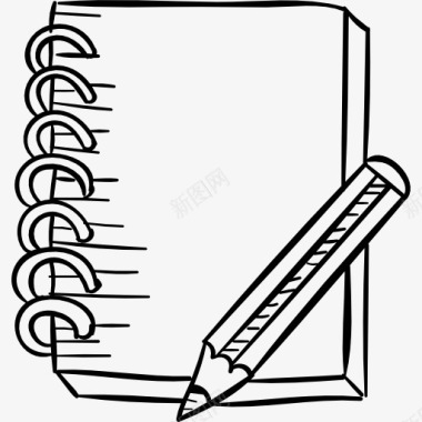 作家笔记本和铅笔图标图标