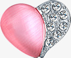 单个粉色爱心钻石饰品素材