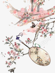 桃花png免抠素材_88icon https://88icon.com ppt背景 古代风 彩绘画 粉红花朵