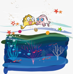 卡通可爱海底鱼圈矢量图素材