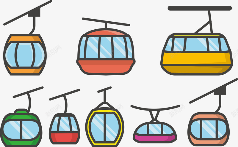 缆车矢量图eps免抠素材_88icon https://88icon.com 游览车 缆车 观光车 矢量图