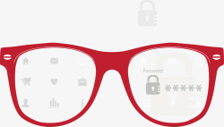 红色眼镜框信息安全矢量图素材