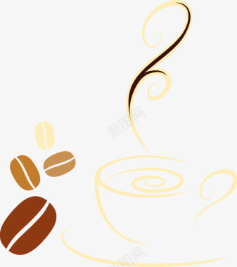 棕色手绘卡通棕色咖啡豆图标图标