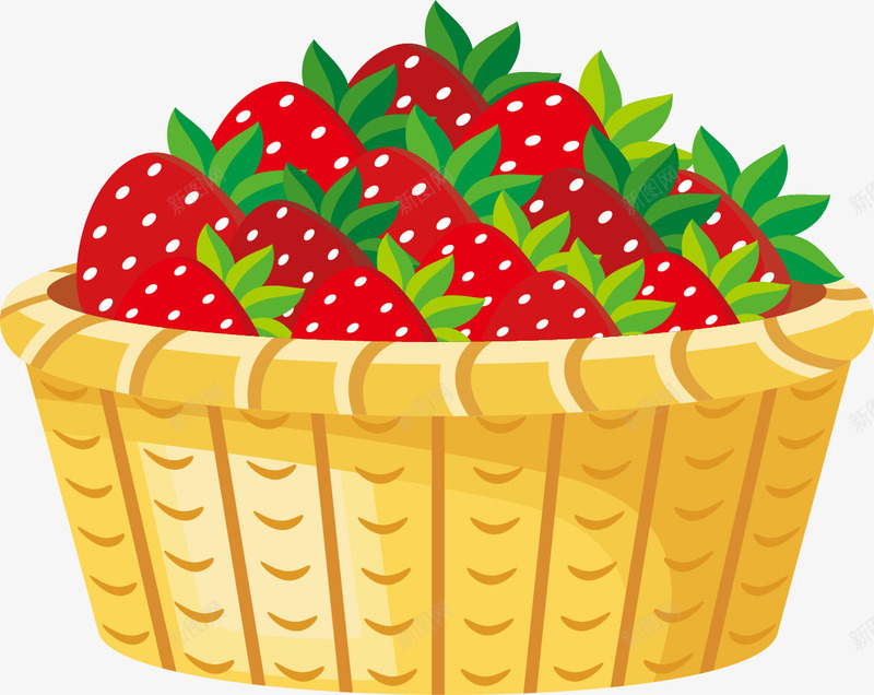 草莓水果果篮png免抠素材_88icon https://88icon.com 卡通 木框 果篮 水果 矢量图案 草莓 装饰