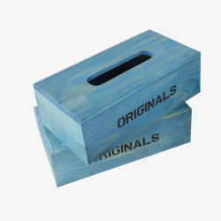 蓝色木纹抽纸盒素材