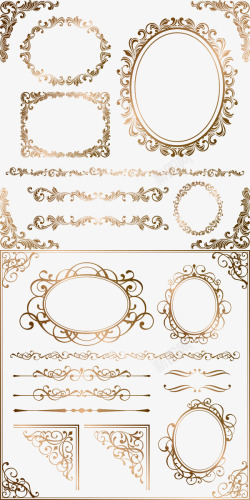 金属花纹欧式精美金属花纹边框高清图片