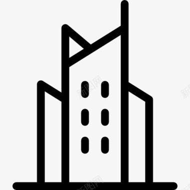 城市建筑手绘建筑图标图标