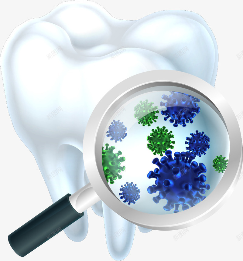 牙齿细菌png免抠素材_88icon https://88icon.com 卡通牙齿 显微镜 牙齿 矢量牙齿 细菌