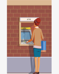扫码支付银行自动取款机元素矢量图高清图片