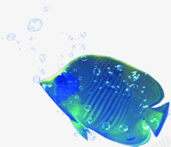 手绘卡通海底动物鱼气泡素材