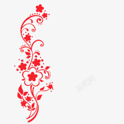 花卉剪纸红色印花图案高清图片
