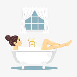 卡通洗澡的女人矢量图素材