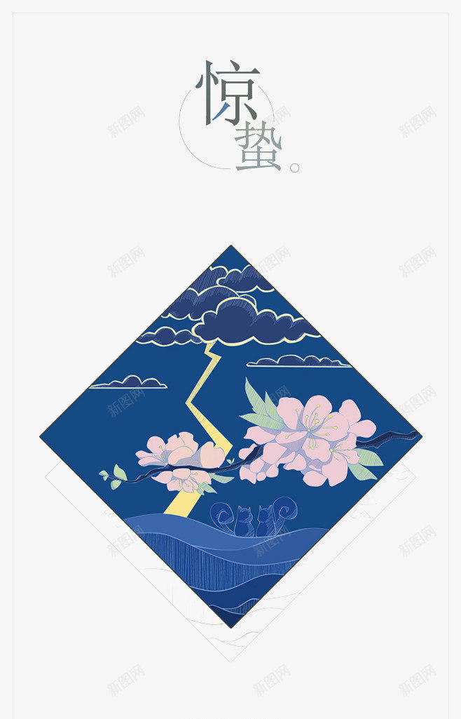 节气之惊蛰png免抠素材_88icon https://88icon.com 二十四节气 惊蛰 方形 蓝色