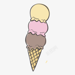 手绘彩色冰淇淋矢量图素材