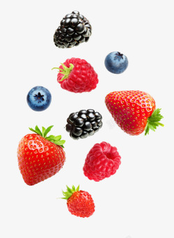 悬浮背景水果草莓蓝莓高清图片