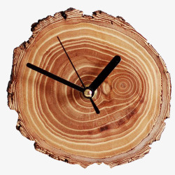 树木横切面树的年轮钟表高清图片