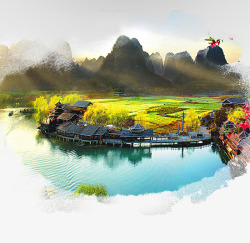 桂林桂林上水风景海报背景高清图片