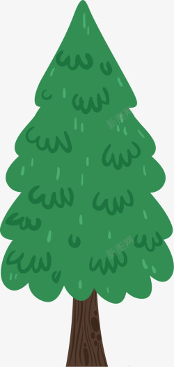 棕色树干绿色的松树矢量图高清图片