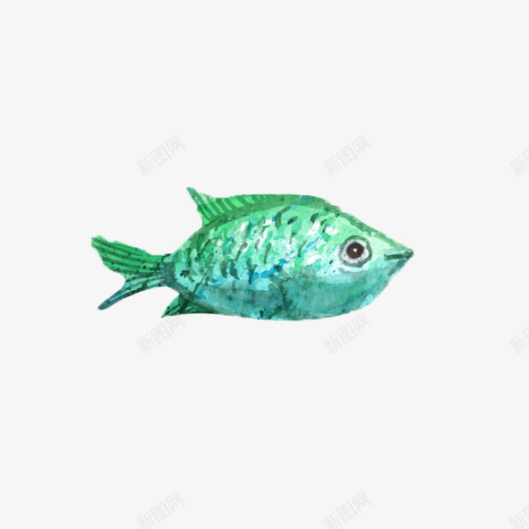 绿色手绘水彩海洋生物鱼类图案png免抠素材_88icon https://88icon.com 手绘 水彩 海洋生物 海洋馆 绿色 鱼类