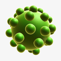 病毒颗粒免抠PNG绿色病毒颗粒立体插画高清图片
