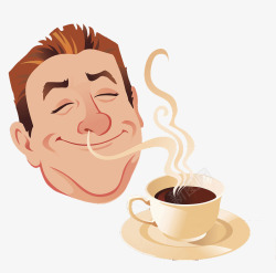 卡通插图品尝咖啡的男士素材