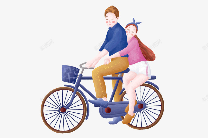 一起骑自行车的情侣png免抠素材_88icon https://88icon.com 人物 情侣 插画 自行车 踏春 骑自行车
