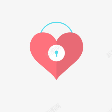 锁爱情图标元素爱心锁矢量图图标