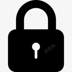 填充接口锁定黑色挂锁安全接口符号图标高清图片