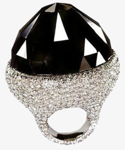 黑色橡果钻石戒指实物促销素材
