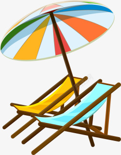 手绘彩色沙滩椅素材