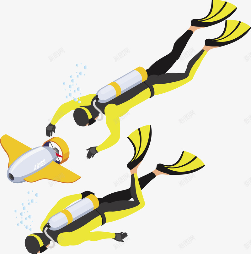 两个黄色潜水运动员矢量图eps免抠素材_88icon https://88icon.com 海底潜水 潜水 潜水运动员 矢量潜水 运动员 黄色 矢量图