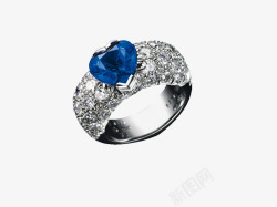 蓝色爱心宝石戒指素材