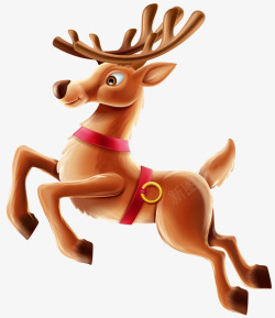 褐色圣诞节奔跑麋鹿素材