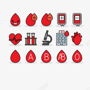 捐血简约红色卡通献血系列图标矢量图图标