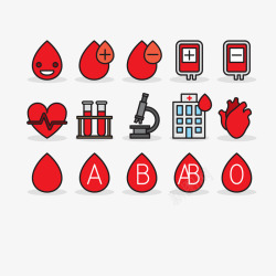 简洁显微镜简约红色卡通献血系列图标矢量图高清图片