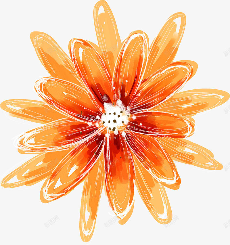 橙色油画花朵png免抠素材_88icon https://88icon.com 小菊花 橙色 油画花朵 花朵