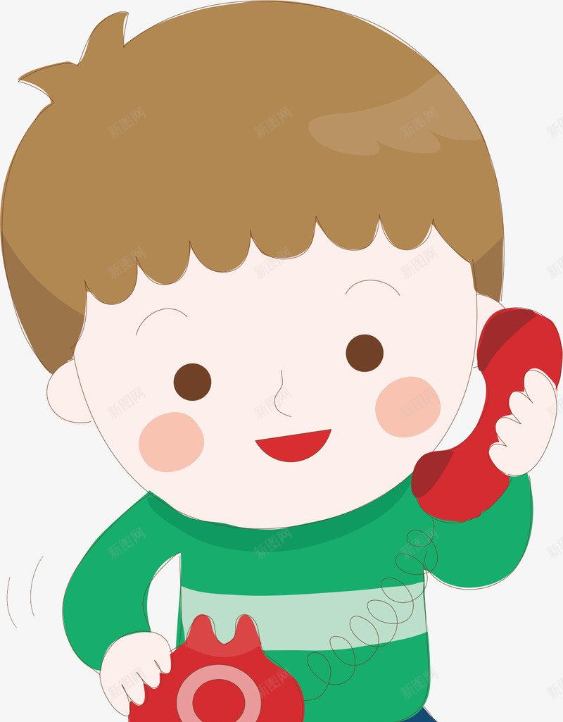 打电话的小男孩矢量图ai免抠素材_88icon https://88icon.com 卡通人物 打电话儿童 打电话的人 接电话 电话机 男生 矢量图