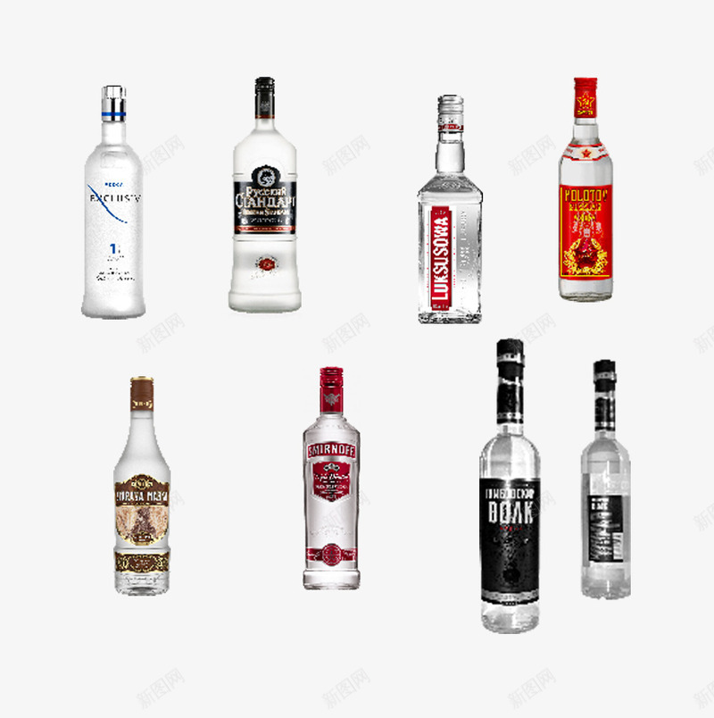 vodka白酒饮品psd_88icon https://88icon.com 包装纸 玻璃瓶 白酒 红色 饮品PNG素材 香醇 黑色