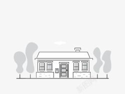 简单线条房子插画素材