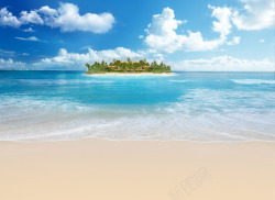 沙滩蓝天白云背景素材