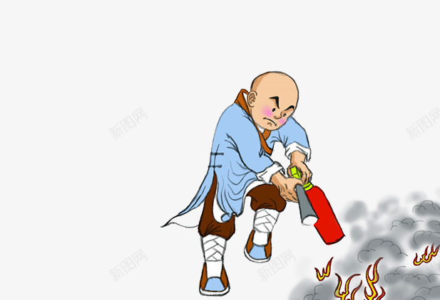 和尚灭火png免抠素材_88icon https://88icon.com 安全消防日 小火灾大隐患 正确使用灭火器 注意用火安全