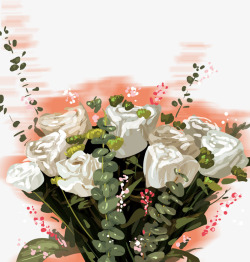 白色玫瑰花手绘妇女节素材